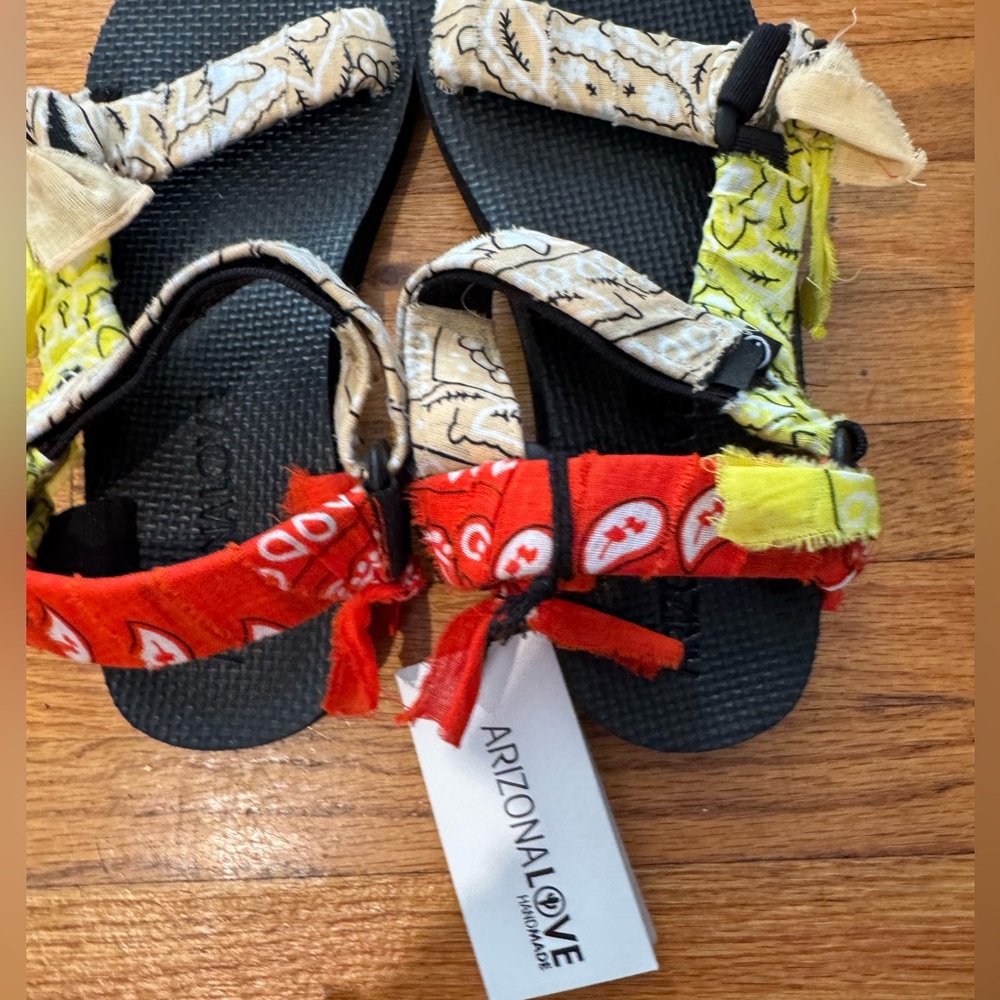 Arizona Love Red and Yellow Patterned Sandals